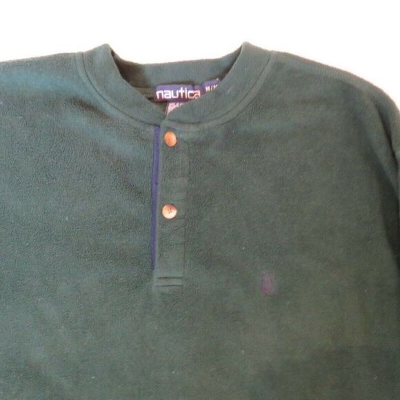Nautica Sweater Adult Medium Green Pullover Button-Up NauTech Fleece Men's - Picture 2 of 10